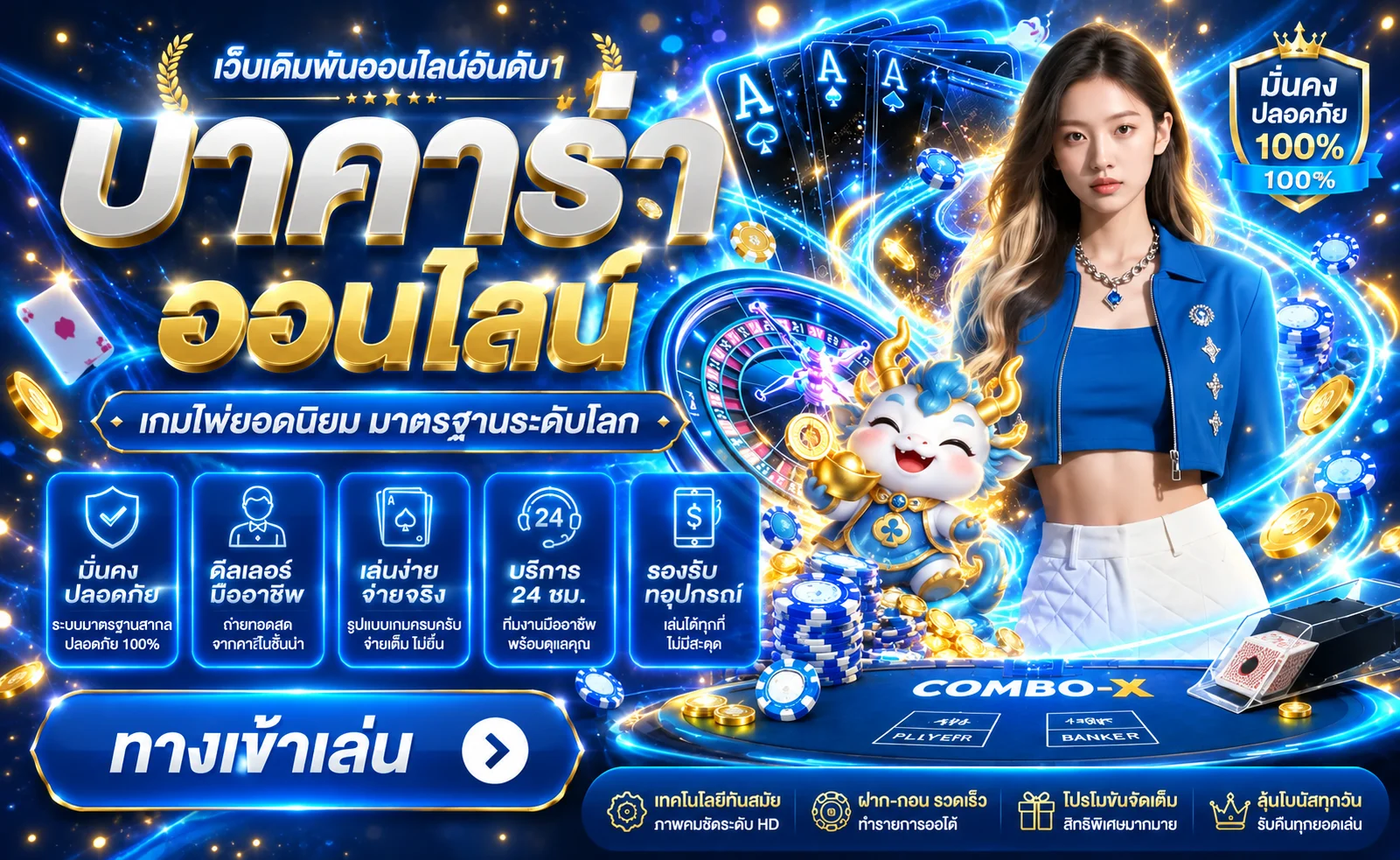 บาคาร่าออนไลน์และคาสิโนสดบน COMBO-X